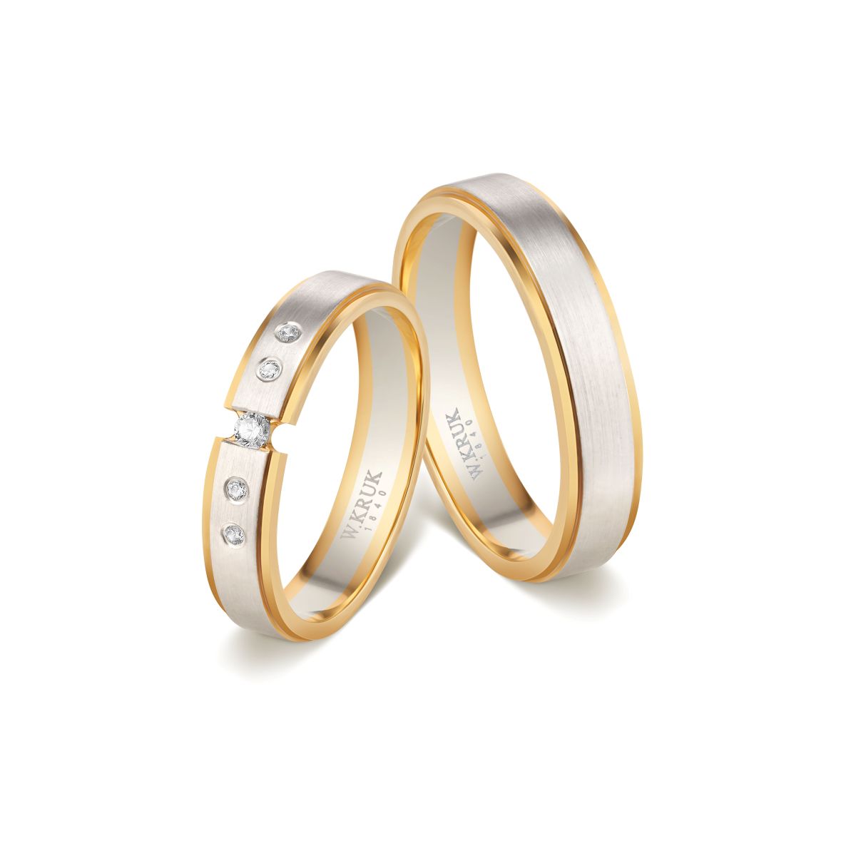 Dwie r&oacute;żne obrączki z ż&oacute;łtego i białego złota